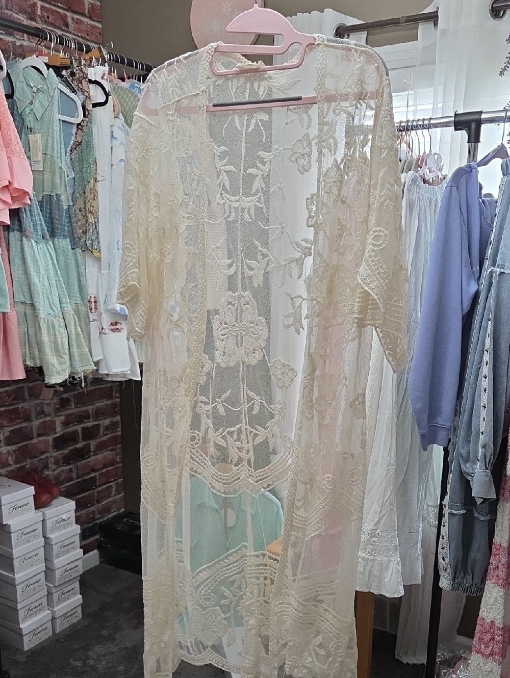 Delicate Cream Lace Kimono Cover-Up - Women Other